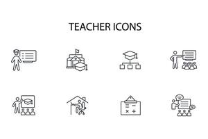 Teacher icon set..Editable stroke.linear style sign for use web design,logo.Symbol illustration. vector