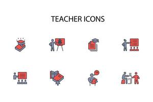 Teacher icon set..Editable stroke.linear style sign for use web design,logo.Symbol illustration. vector