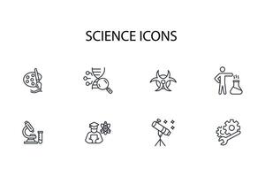 Ciencias icono establecer...editable trazo.lineal estilo firmar para utilizar web diseño,logotipo.símbolo ilustración. vector