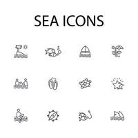 Sea icon. .Editable stroke.linear style sign for use web design,logo.Symbol illustration. vector