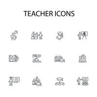 Teacher icon set..Editable stroke.linear style sign for use web design,logo.Symbol illustration. vector