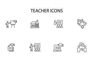 Teacher icon set..Editable stroke.linear style sign for use web design,logo.Symbol illustration. vector