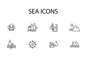 Sea icon. .Editable stroke.linear style sign for use web design,logo.Symbol illustration. vector