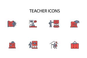 Teacher icon set..Editable stroke.linear style sign for use web design,logo.Symbol illustration. vector