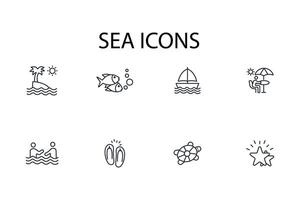 Sea icon. .Editable stroke.linear style sign for use web design,logo.Symbol illustration. vector