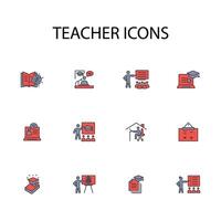 Teacher icon set..Editable stroke.linear style sign for use web design,logo.Symbol illustration. vector