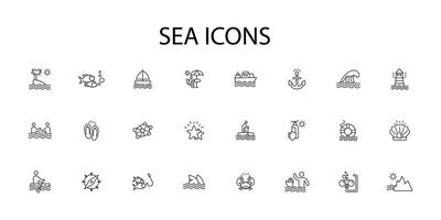 Sea icon. .Editable stroke.linear style sign for use web design,logo.Symbol illustration. vector