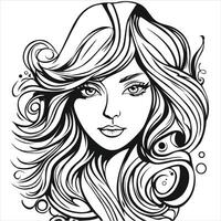 Line art woman vector