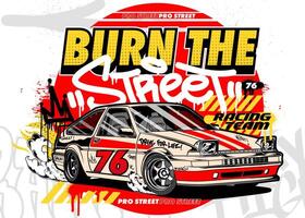 Car graffiti illustration. Street racing car illustration in graffiti style vector