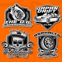 Racing Car Badge Illustrations. Race Logo Badge vector