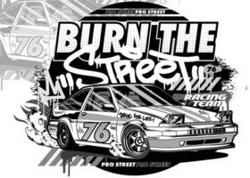 Car Graffiti Illustration. Street racing car illustration in graffiti style. vector