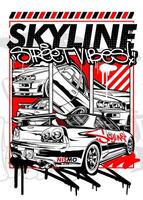 Car graffiti illustration. Street racing car illustration in graffiti style vector