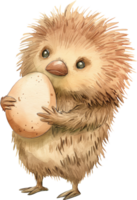 Cute Kiwi Carrying Egg watercolor png