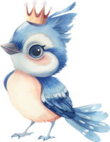 Cute Jay Discovering Crown watercolor png