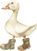 Cute Goose Wearing Boots watercolor png