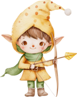 Cute Elf Crafting Arrow watercolor png