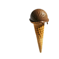 un delicioso verano tratar, un gofre cono lleno con un frío, dulce cucharón de hielo crema aislado en transparente antecedentes png