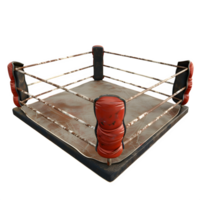 boxing box red and white color arena 3d render isolated on transparent background png