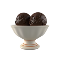 A delicious bowl of chocolate ice cream with chopped chocolate Easter eggs mixed in isolated on transparent background png