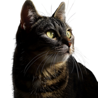 de cerca retrato de un negro gato con brillante ojos combina negro gato retrato, ojos de gato aislado en transparente antecedentes png
