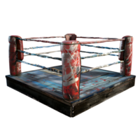 boxing box blue red and white color arena 3d render isolated on transparent background png
