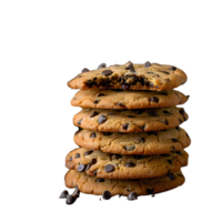 un tentador apilar de chocolate chip galletas espera aislado en transparente antecedentes png