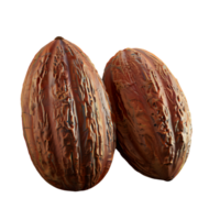 Brown chocolate Easter eggs with a few walnuts scattered around them isolated on a transparent background png