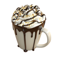 Steaming cup of coffee with a swirl of whipped cream and chocolate shavings for a delicious treat isolated on transparent background png