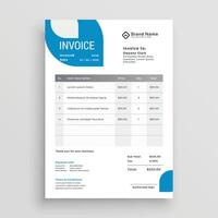 blue business invoice template design vector