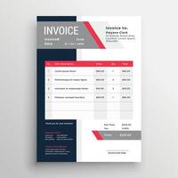 professional invoice template in red theme vector