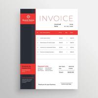 abstract red theme business invoice template design vector