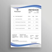 abstract blue wavy style invoice template vector