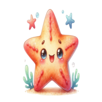 aigenerated cute starfish watercolor png