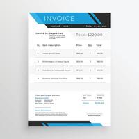 blue geometric customer invoice template design vector