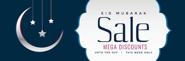 eid sale web banner or header design with crescent moon vector