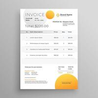 stylish yellow invoice template vector