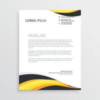 elegant yellow and gray waves letterhead template vector