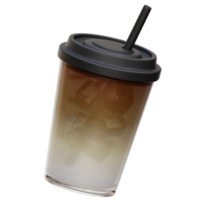 con hielo café latté 3d ilustración png