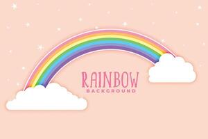 pink background with rainbow and clouds vector