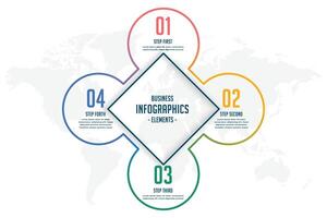 cuatro pasos línea estilo infografía modelo vector