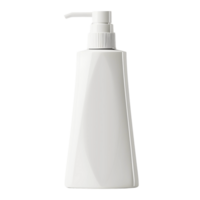 A mockup of a white triangular bottle with a pump head png