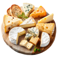 different types of cheese, neatly arranged on a cheeseboard png