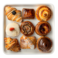 different types of pastries arranged on a serving tray png
