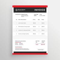 stylish red professional invoice template design vector
