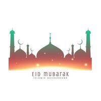 beautiful mosque silhouette colorful background vector