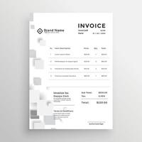 minimal white invoice template design vector