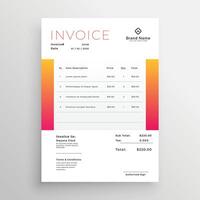 orange business invoice template design vector