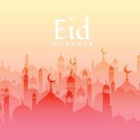 beautiful eid festival background with mosque silhouette vector