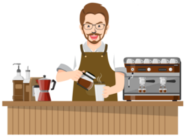 kaffe affär service Barista brygga varm dryck illustration design png