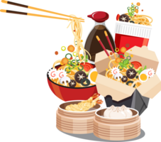 chinois nourriture, Japonais ramen sur une bol , nouille soupe png